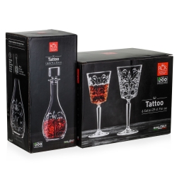 Kryształowy zestaw do wina 6+1 RCR Tattoo karafka + kieliszki