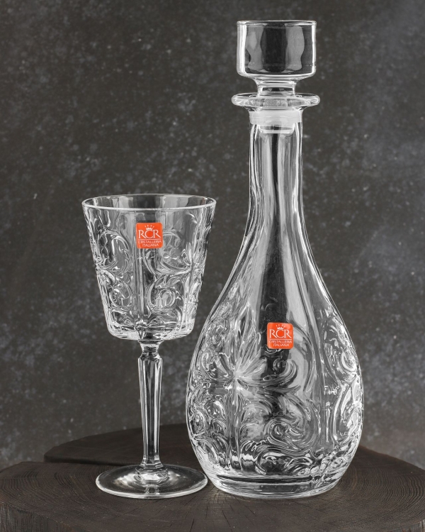 Kryształowy zestaw do wina 6+1 RCR Tattoo karafka + kieliszki