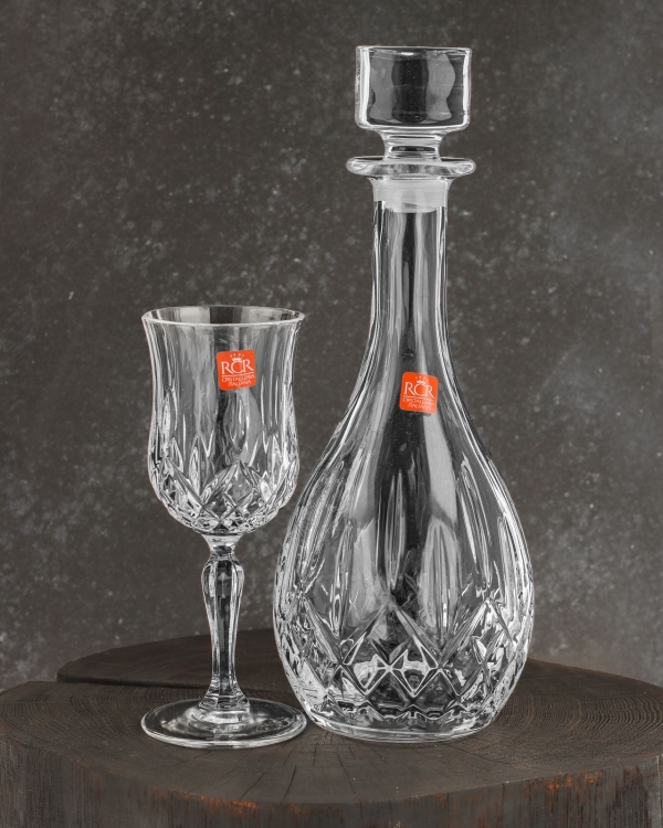 Kryształowy zestaw do wina 6+1 RCR Opera karafka + kieliszki