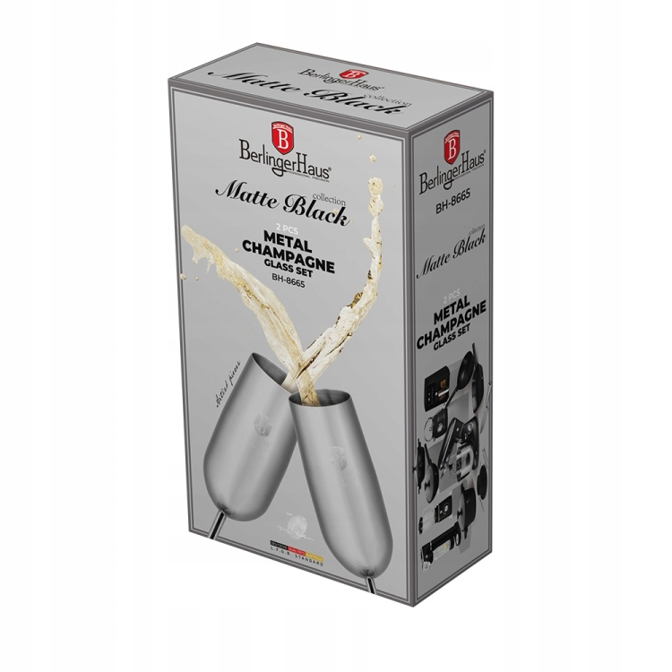 Kieliszki do szampana Berlinger Haus Matte black 260ml BH-8665 2szt