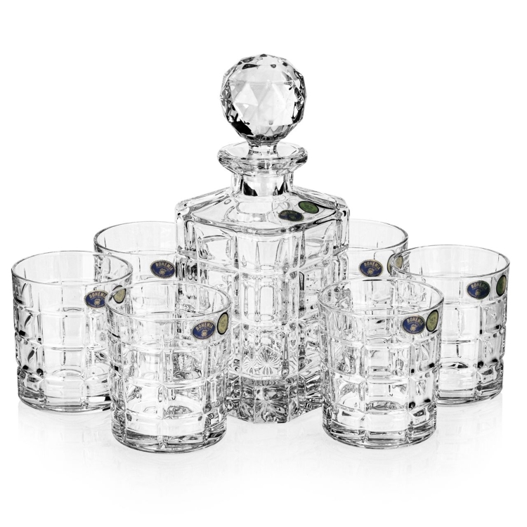 Ekskluzywny zestaw do whisky Bohemia Timesquare 6+1 w skrzynce z GRAWEREM