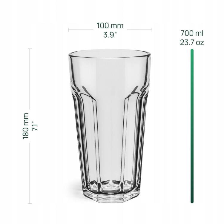 Duże szklanki do napojów Glasset ALVA XXL 630/700ml 6szt + słomki szklane Vialli Design VITA