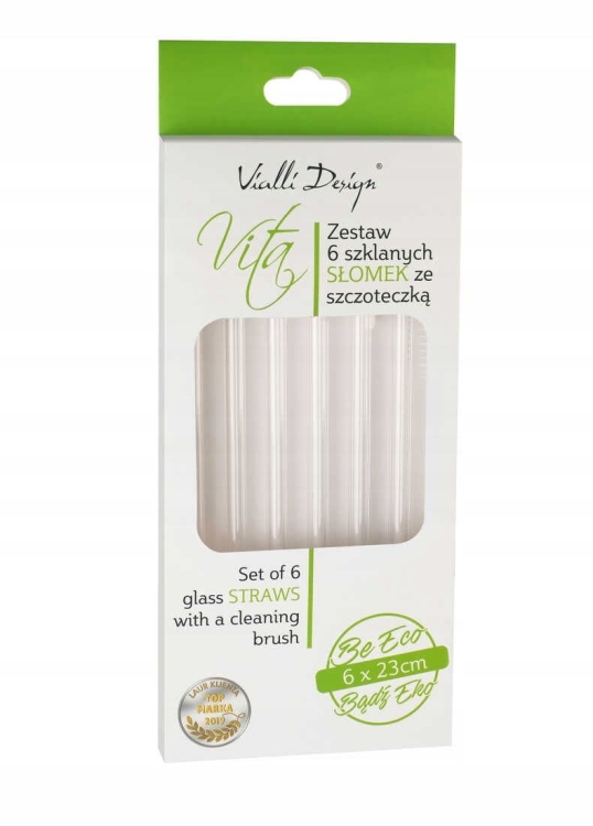 Duże szklanki do napojów Glasset ALVA XXL 630/700ml 6szt + słomki szklane Vialli Design VITA