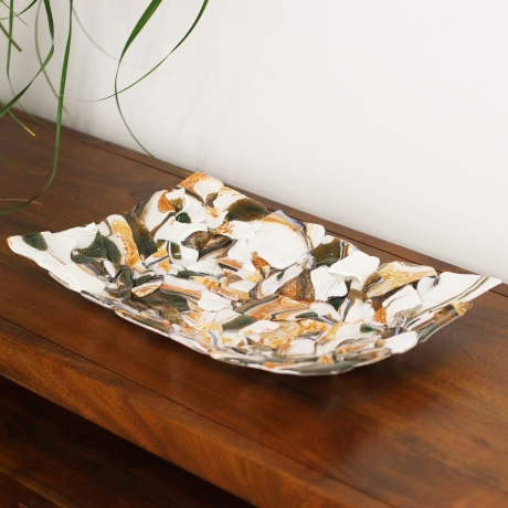 Przejdź do produktu Ekskluzywna prostokątna szklana patera na owoce pizze 39cm "50"