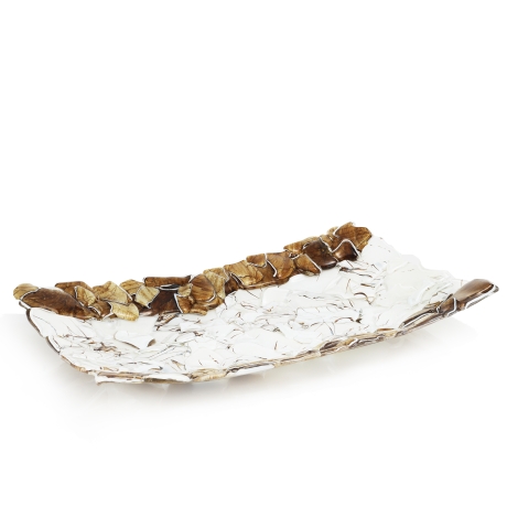 Przejdź do produktu Ekskluzywna prostokątna szklana patera na owoce pizze 39cm "27A"