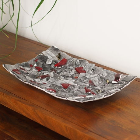 Przejdź do produktu Ekskluzywna prostokątna szklana patera na owoce pizze 39cm "52"