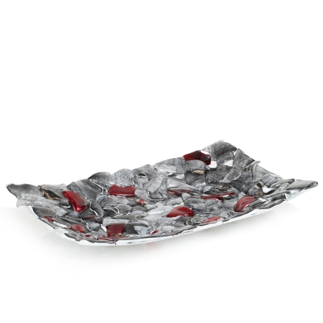 Przejdź do produktu Ekskluzywna prostokątna szklana patera na owoce pizze 39cm "52"