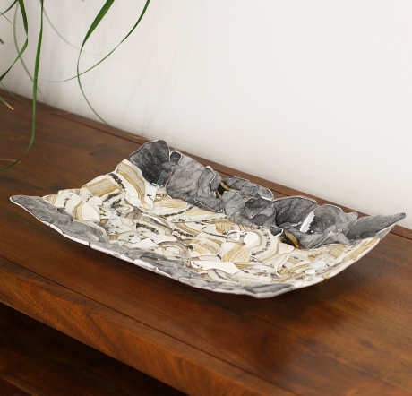 Przejdź do produktu Ekskluzywna prostokątna szklana patera na owoce pizze 39cm "44A"