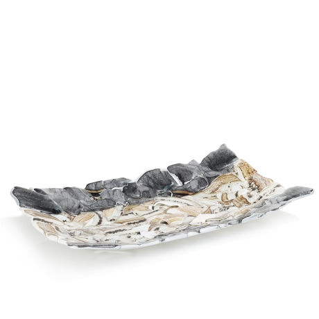 Przejdź do produktu Ekskluzywna prostokątna szklana patera na owoce pizze 39cm "44A"