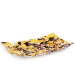 Ekskluzywna prostokątna szklana patera na owoce pizze 39cm "17"