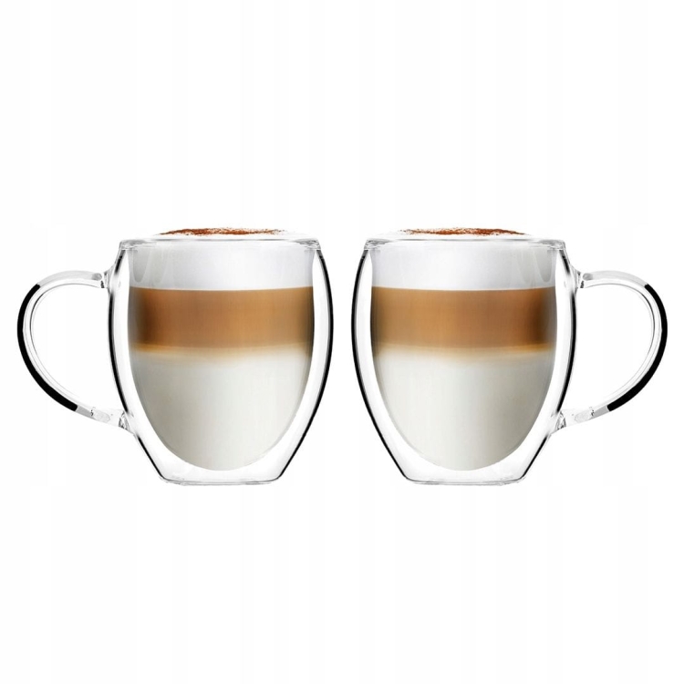 Szklanki kubki termiczne do kawy herbaty Vialli Design NOA 250ml 6szt + spodki Glasmark