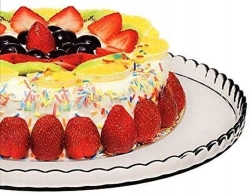DUŻY szklany talerz patera na ciasto owoce Pasabahce Patisserie ⌀ 32,2 cm