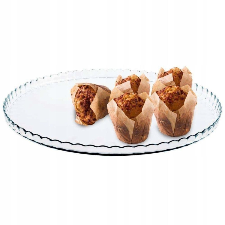 DUŻY szklany talerz patera na ciasto owoce Pasabahce Patisserie ⌀ 32,2 cm