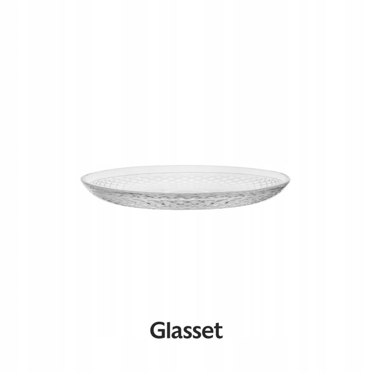 Szklany mały talerzyk na ciasto tłoczony wzór Glasset Decco ⌀ 17,5 cm