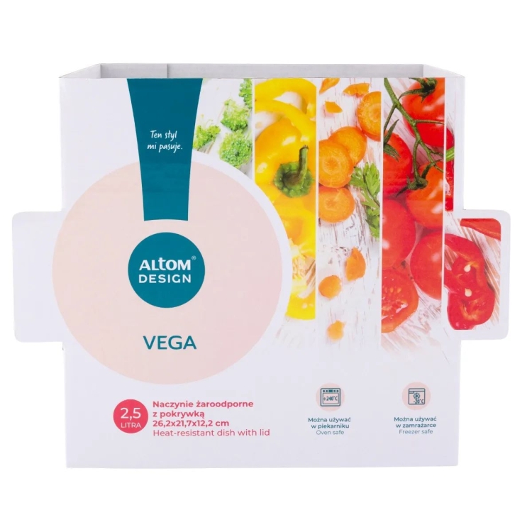 Naczynie żaroodporne Kwadratowe brytfanna z pokrywą ALTOM DESIGN Vega 2,5L