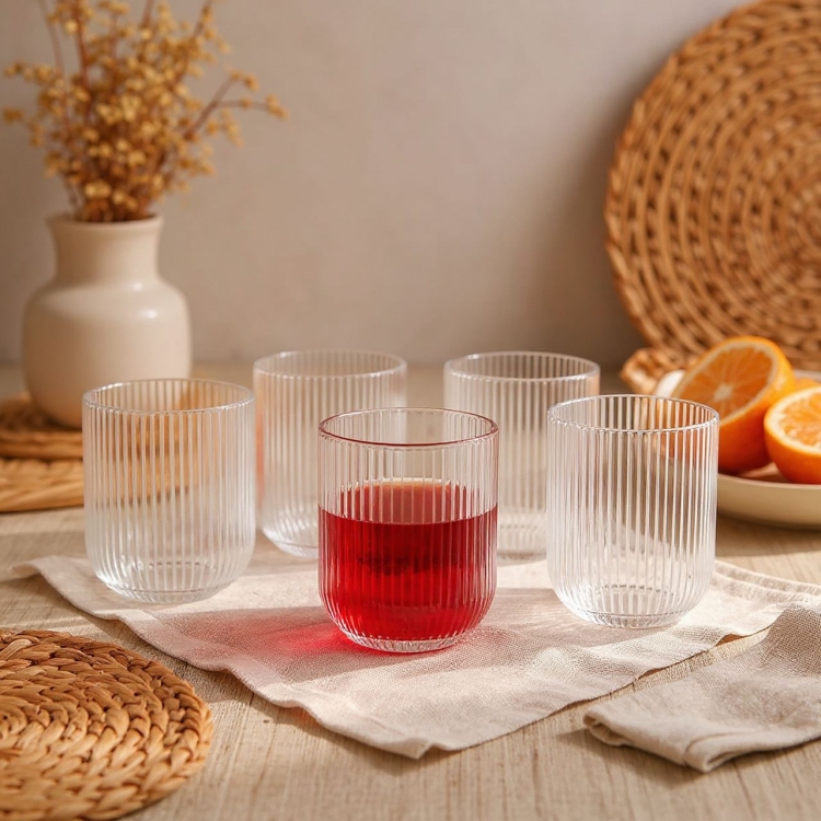 Szklanki niskie do soku wody ryflowane karbowane prążkowane Altom Design Selena 270 ml 6 szt.