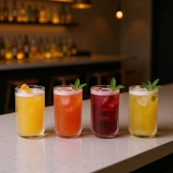 Szklanki wysokie long drink do drinków soku wody ryflowane karbowane prążkowane Altom Design Selena 430 ml 6 szt.