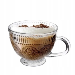 Kubki filiżanki szklane duże do kawy herbaty Altom Design DAISY 430 ml 6szt