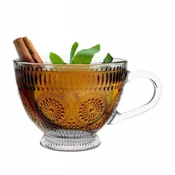 Kubki filiżanki szklane duże do kawy herbaty Altom Design DAISY 430 ml 6szt