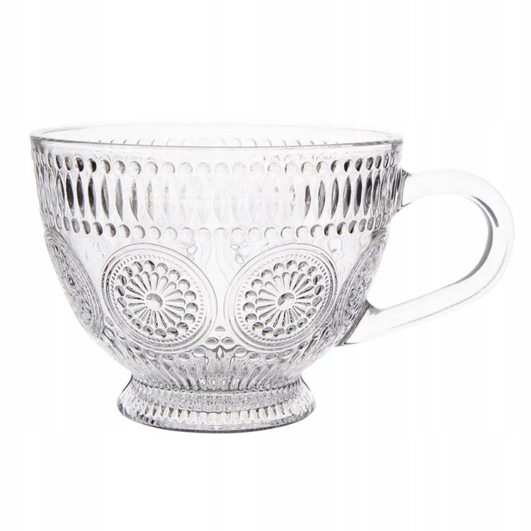 Kubki filiżanki szklane duże do kawy herbaty Altom Design DAISY 430 ml 6szt