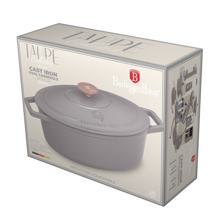 Emaliowany garnek żeliwny Berlinger Haus Taupe 4,65L BH-6541