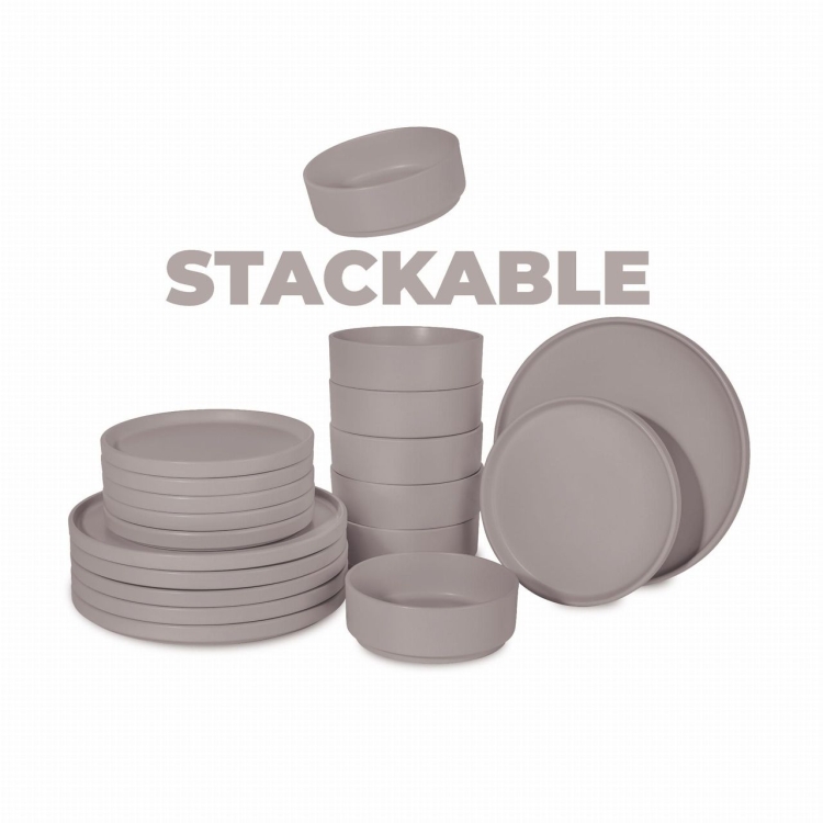 Zestaw obiadowy talerze Berlinger Haus Taupe 18 el. BH-10006