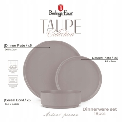Zestaw obiadowy talerze Berlinger Haus Taupe 18 el. BH-10006