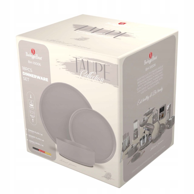 Zestaw obiadowy talerze Berlinger Haus Taupe 18 el. BH-10006