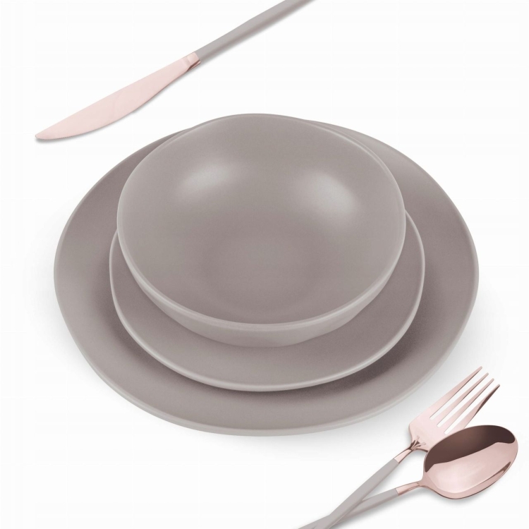 Zestaw obiadowy talerze Berlinger Haus Taupe 18 el. BH-10023