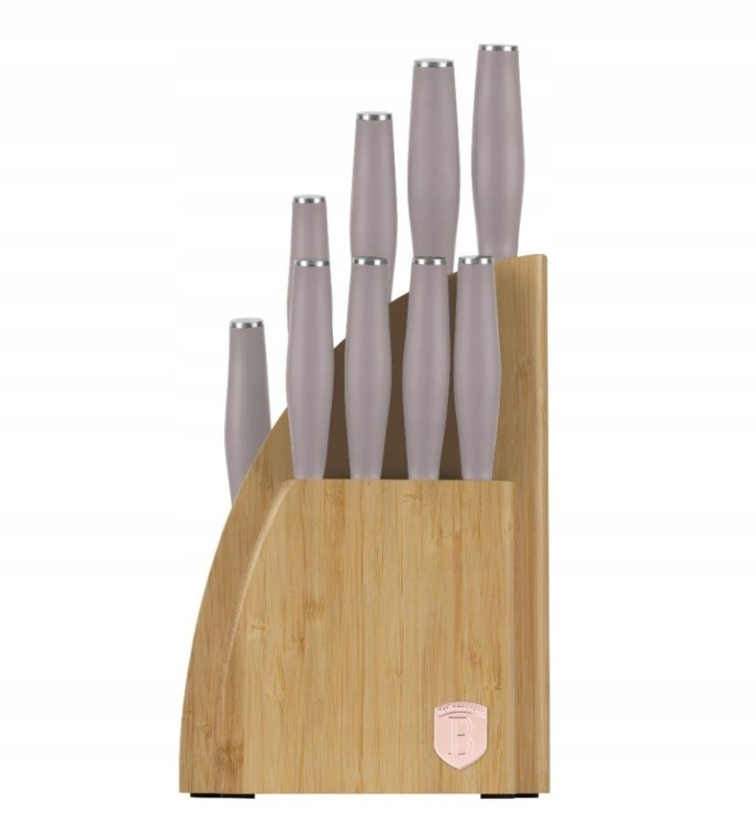 Komplet noże w stojaku Bamboo Berlinger Haus Taupe 10 el. BH-3122
