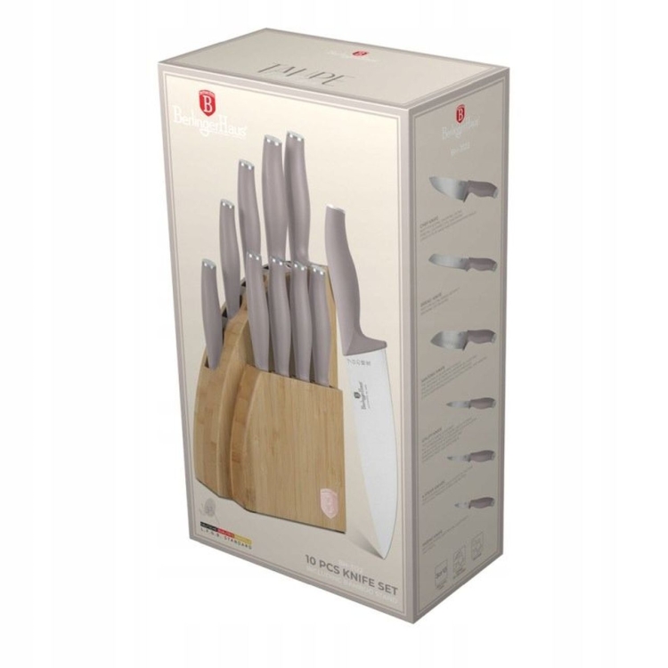 Komplet noże w stojaku Bamboo Berlinger Haus Taupe 10 el. BH-3122
