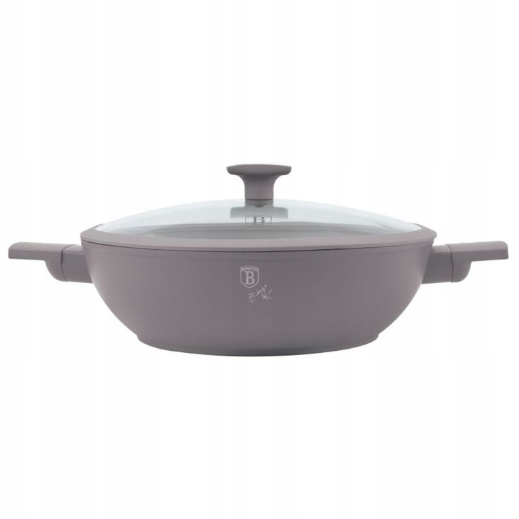 Patelnia głęboka Wok z pokrywką Berlinger Haus Taupe 30cm BH-8095