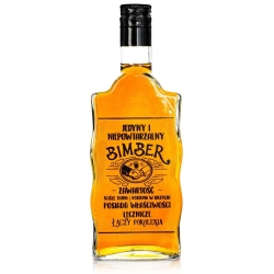 Butelka szklana FALA / WARTA z nadrukiem BIMBER na nalewki wódkę 500ml + zakrętka