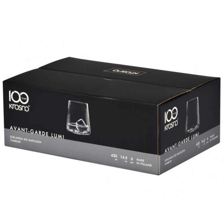 Szklanki ryflowane / karbowane z OPTYKIEM KROSNO Avant-Garde LUMI niskie do napojów 430 ml 6 szt.