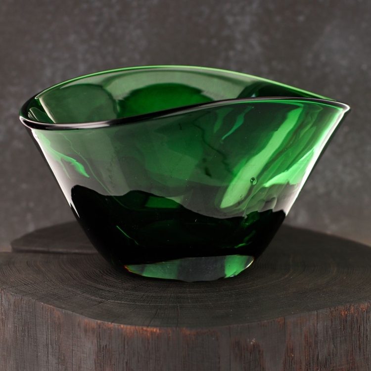 Ekskluzywny ręcznie robiony Wazon szklany na kwiaty zielony HANDMADE 13cm