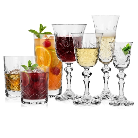 Przejdź do produktu Kryształowy komplet zestaw kieliszków i szklanek ZWIERCIE Ananas 42el.