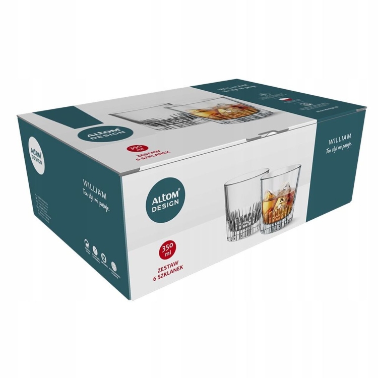 Niskie szklanki do whisky soku wody Altom Design WILLIAM 350ml 6szt