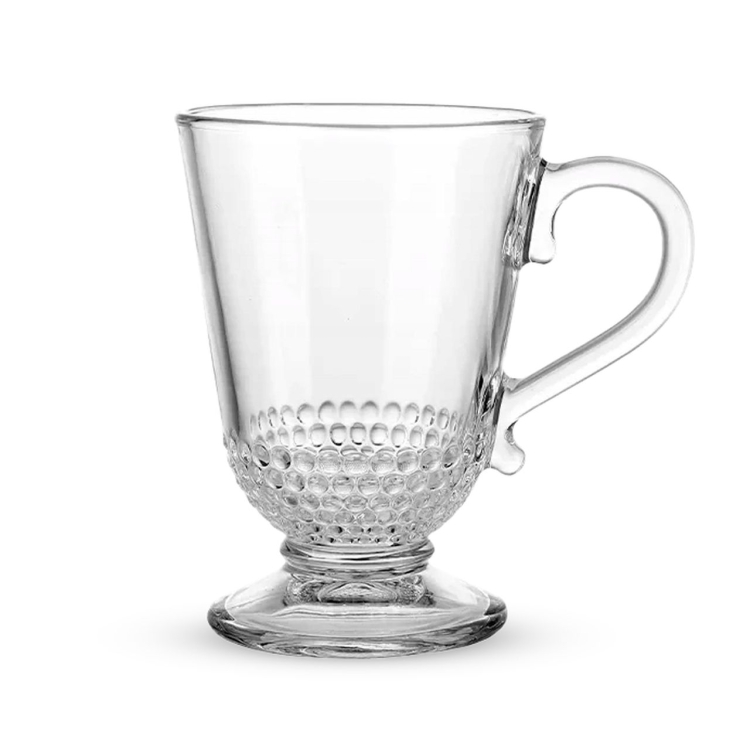 Szklanki z uchem KUBKI na stopce do kawy latte Altom Design SIENA PEREŁKI 320 ml 6szt