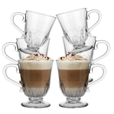 Przejdź do produktu Szklanki z uchem KUBKI do latte Altom Design SIENA PAWIE PIÓRO 320 ml 6szt