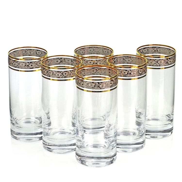 Ekskluzywne szklanki long drink złoto platyna 390ml