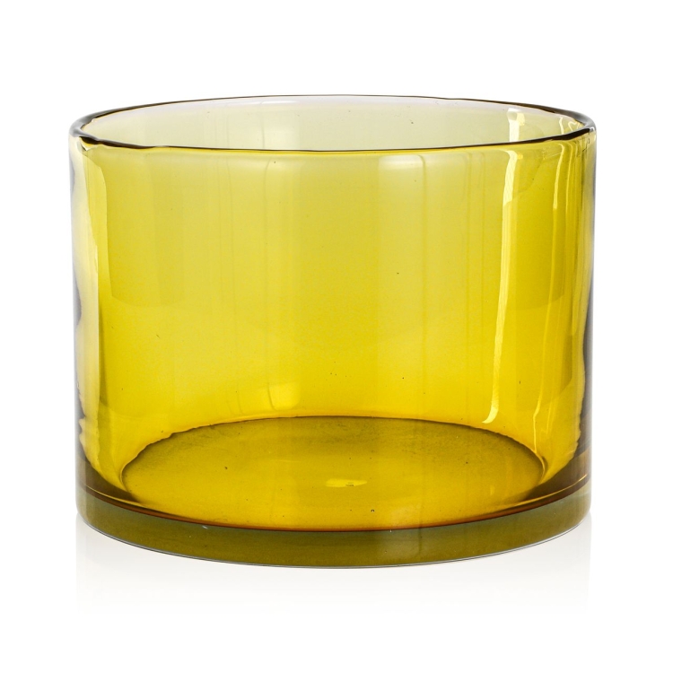 Ekskluzywny ręcznie robiony Wazon szklany na kwiaty żółty HANDMADE 18cm - 2 GATUNEK