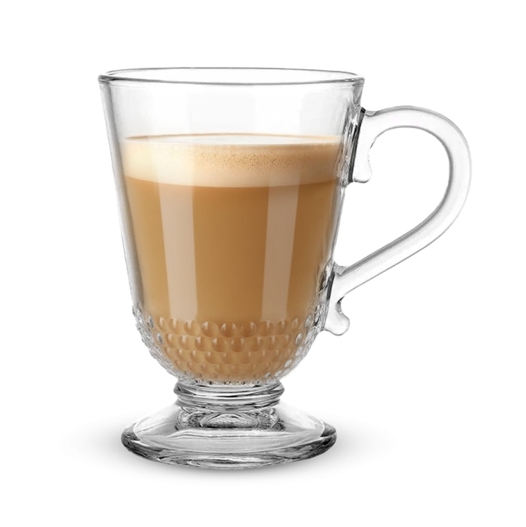 Szklanki z uchem KUBKI na stopce do kawy latte Altom Design SIENA PEREŁKI 320 ml 6szt