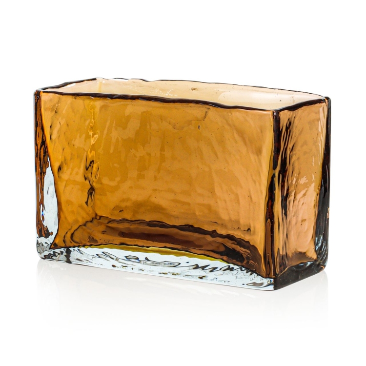 Ekskluzywny ręcznie robiony Wazon szklany na kwiaty pomarańczowy HANDMADE 14 cm - 2 GATUNEK