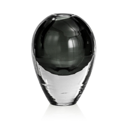 Ekskluzywny ręcznie robiony Wazon szklany na kwiaty grafitowy HANDMADE 18 cm