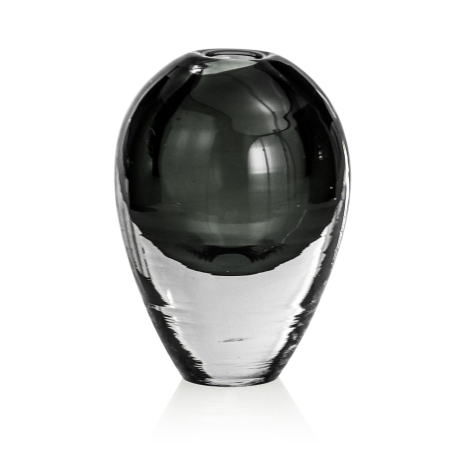 Przejdź do produktu Ekskluzywny ręcznie robiony Wazon szklany na kwiaty grafitowy HANDMADE 18 cm