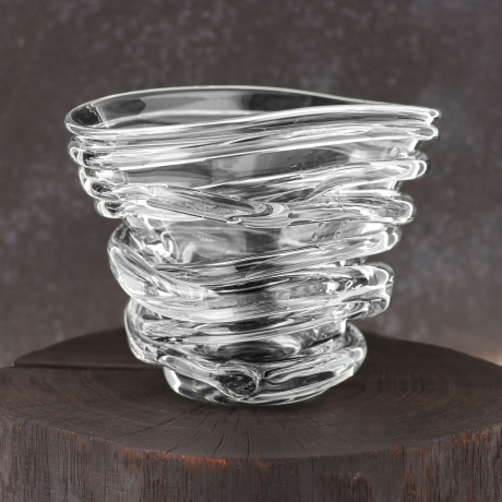 Przejdź do produktu Ekskluzywny ręcznie robiony Wazon szklany na kwiaty bezbarwny HANDMADE 16 cm - 2 GATUNEK