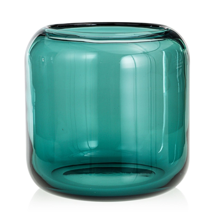 Ekskluzywny ręcznie robiony Wazon szklany na kwiaty zielony HANDMADE 23 cm - 2 GATUNEK