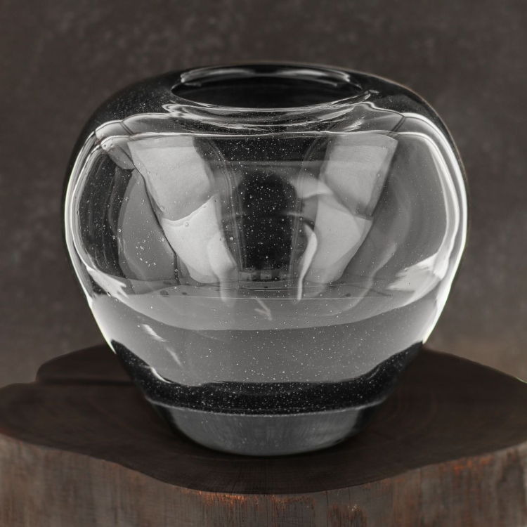 Ekskluzywny ręcznie robiony Wazon szklany na kwiaty czarny HANDMADE 20 cm - 2 GATUNEK