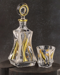 Ekskluzywny komplet do whisky BOHEMIA BAMBOO GOLD 6+1 w skrzynce z GRAWEREM