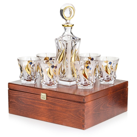 Przejdź do produktu Ekskluzywny komplet do whisky BOHEMIA BAMBOO GOLD 6+1 w skrzynce z GRAWEREM